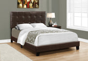 45.75" Brown and Black Solid Wood, MDF, and Foam Full Size Bed with a Leather Look