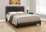 45.75" Dark Brown Solid Wood, MDF, and Foam Queen Size Bed with a Leather Look