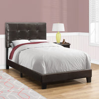45.75" Brown Solid Wood, MDF, and Foam Twin Size Bed with a Leather Look
