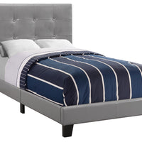 45.75" Grey Solid Wood, MDF, and Foam Twin Size Bed with a Leather Look