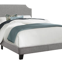 45.5" Solid Wood, Linen, MDF, and Foam Full Size Bed with a Chrome Trim