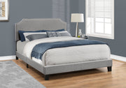 45.5" Solid Wood, Linen, MDF, and Foam Queen Size Bed with a Chrome Trim