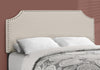 45.5" Beige Solid Wood, Linen, MDF, and Foam Full Size Bed with a Chrome Trim