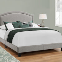 51.5" Solid Wood, Linen, MDF, and Foam Queen Size Bed with a Chrome Trim