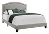 51.5" Solid Wood, Linen, MDF, and Foam Queen Size Bed with a Chrome Trim