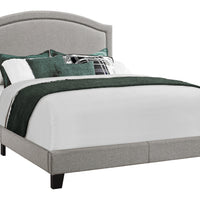 51.5" Solid Wood, Linen, MDF, and Foam Queen Size Bed with a Chrome Trim