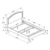 51.5" Solid Wood, Linen, MDF, and Foam Queen Size Bed with a Chrome Trim