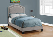51.5" Solid Wood, Linen, MDF, and Foam Twin Size Bed with a Chrome Trim