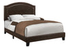 51.5" Dark Brown Solid Wood, Linen, MDF, & Foam Queen Size Bed with a Brass Trim