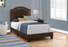 51.5" Brown Solid Wood, Linen, MDF, and Foam Twin Size Bed with a Brass Trim
