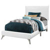 47.25" White Solid Wood, MDF, Foam, and Linen Twin Sized Bed with Chrome Legs