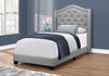 56.5" Foam, MDF, Solid Wood, and Linen Twin Size Bed with a Chrome Trim