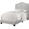 56.5" Light Grey Foam, MDF, Solid Wood, & Linen Twin Size Bed with a Chrome Trim