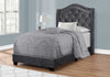 56.5" Dark Grey Foam, MDF, Solid Wood, & Linen Twin Size Bed with a Chrome Trim
