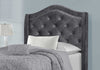 56.5" Dark Grey Foam, MDF, Solid Wood, & Linen Twin Size Bed with a Chrome Trim