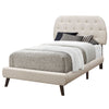 45.25" Beige Solid Wood, MDF, Foam, and Linen Twin Sized Bed with Wood Legs