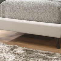 45.25" Beige Solid Wood, MDF, Foam, and Linen Twin Sized Bed with Wood Legs