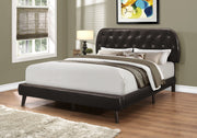45.25" Brown Solid Wood, MDF, Foam, and Linen Queen Sized Bed with Wood Legs