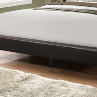 45.25" Brown Solid Wood, MDF, Foam, and Linen Queen Sized Bed with Wood Legs