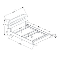 45.25" Brown Solid Wood, MDF, Foam, and Linen Queen Sized Bed with Wood Legs