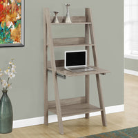 61" Dark Taupe Particle Board and Laminate Ladder Style Bookcase