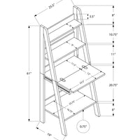 61" Dark Taupe Particle Board and Laminate Ladder Style Bookcase