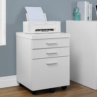 26.75" White Particle Board and Hollow Core Filing Cabinet with 3 Drawers