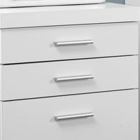 26.75" White Particle Board and Hollow Core Filing Cabinet with 3 Drawers