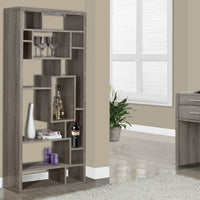 72" Dark Taupe Particle Board, MDF, and Laminate Bookcase with a Hollow Core