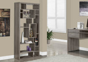 72" Dark Taupe Particle Board, MDF, and Laminate Bookcase with a Hollow Core
