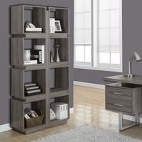 71.25" Dark Taupe Particle Board and MDF Bookcase with a Hollow Core