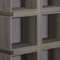 71.25" Dark Taupe Particle Board and MDF Bookcase with a Hollow Core