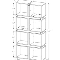 71.25" Dark Taupe Particle Board and MDF Bookcase with a Hollow Core