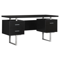 30.25" Particle Board and Silver Metal Computer Desk with a Hollow Core