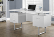 30.25" White Particle Board and Silver Metal Computer Desk with a Hollow Core