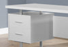 30.25" White Particle Board and Silver Metal Computer Desk with a Hollow Core