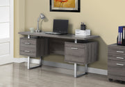 30.25" Dark Taupe Particle Board & Silver Metal Computer Desk with a Hollow Core