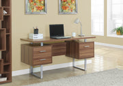 30.25" Walnut Particle Board and Silver Metal Computer Desk with a Hollow Core