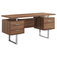 30.25" Walnut Particle Board and Silver Metal Computer Desk with a Hollow Core