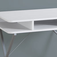 29.75" White MDF and Silver Metal Computer Desk