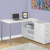 29.5" Particle Board and Silver Metal Computer Desk with a Hollow Core