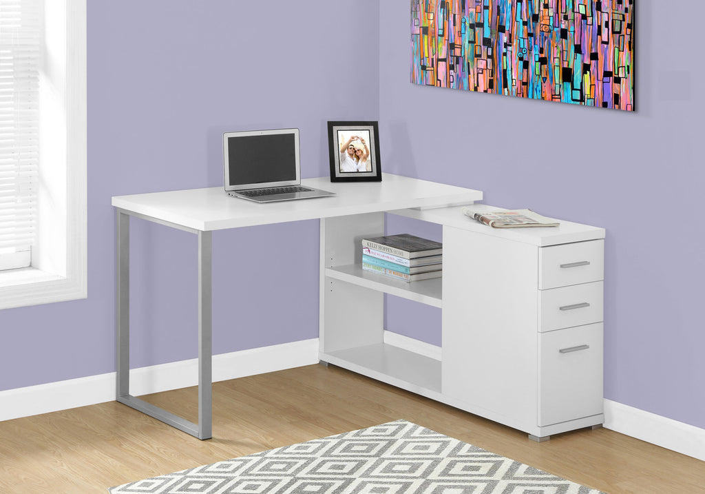 29.5" Particle Board and Silver Metal Computer Desk with a Hollow Core