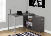 29.5" Grey Particle Board and Silver Metal Computer Desk with a Hollow Core