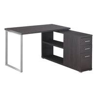 29.5" Grey Particle Board and Silver Metal Computer Desk with a Hollow Core