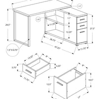 29.5" Grey Particle Board and Silver Metal Computer Desk with a Hollow Core