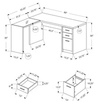 30" Particle Board, Hollow Core, and Clear Tempered Glass Computer Desk