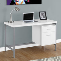 30" Particle Board and Silver Metal Computer Desk