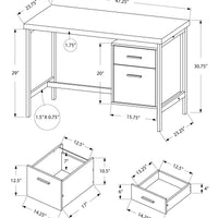 30" Particle Board and Silver Metal Computer Desk