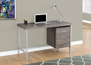 30" Dark Taupe Particle Board and Silver Metal Computer Desk