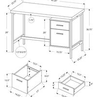 30" Dark Taupe Particle Board and Silver Metal Computer Desk